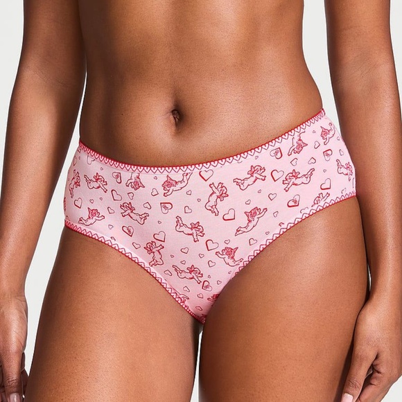 Victoria's Secret Cotton Heart-Trim Cheeky Panty Pink Hope Cupids XS NEW - Picture 2 of 7